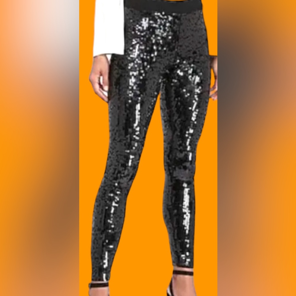 Express Black Sequins w Stretch Leggings Size M